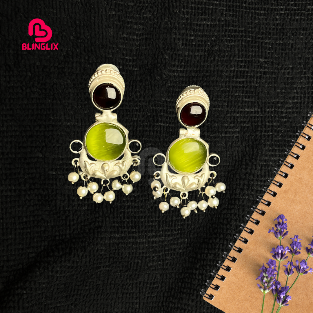 Premium Jaipuri Oxidized Set Of 2 Earrings