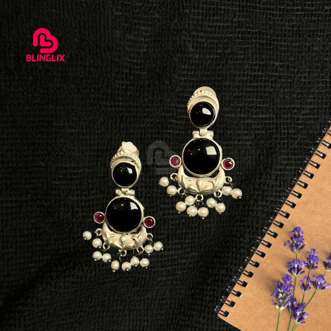 Premium Jaipuri Oxidized Set Of 2 Earrings