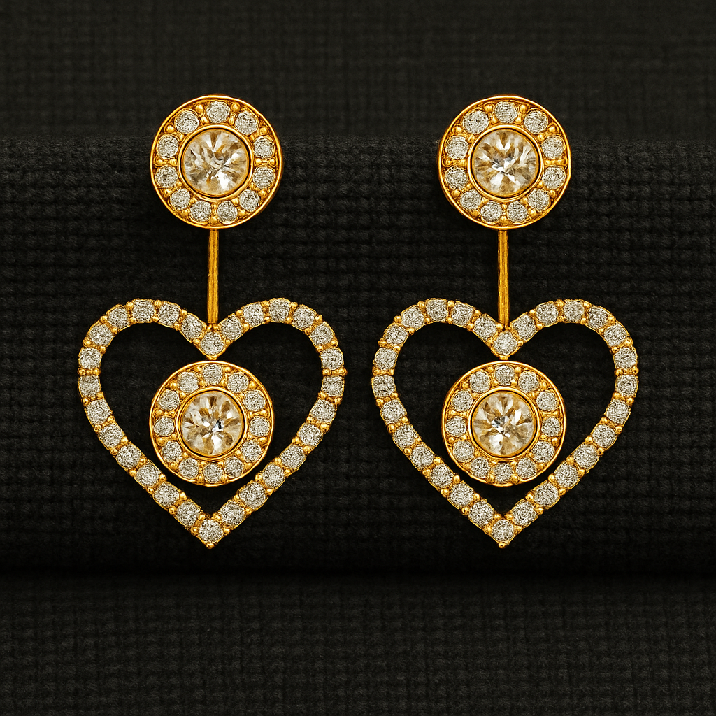 Blinglix Premium 2-in-1 Earrings Combo | Oxidized Jhumkas & Golden Hearts