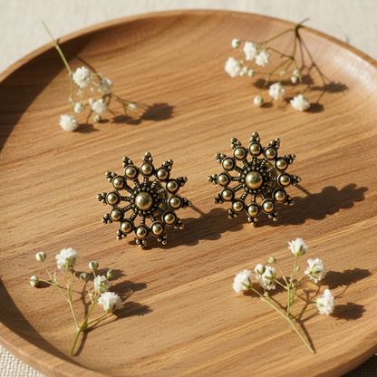 Blinglix Premium Set of 4 Earrings Combo | Pearl Drops & Oxidized Stud