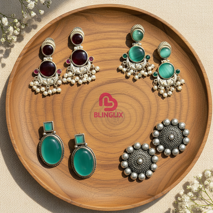 Jaipuri Charm Combo – Set of 4 Handpicked Oxidized Earrings