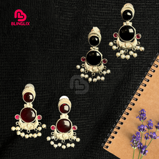 Premium Jaipuri Oxidized Set Of 2 Earrings