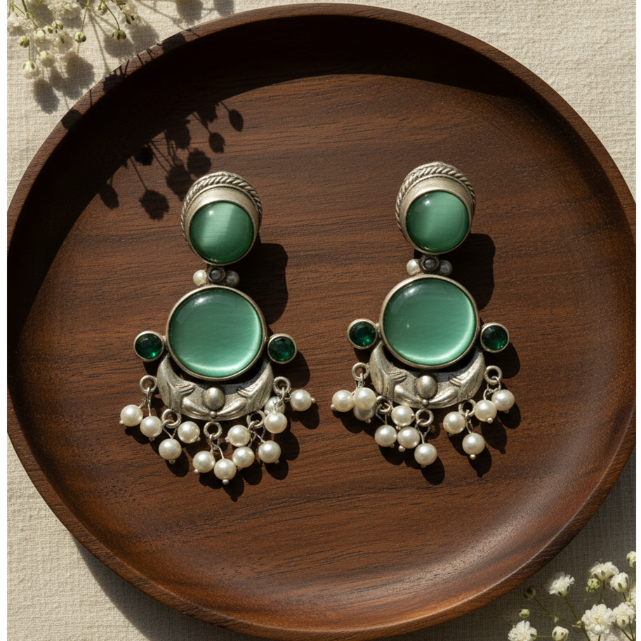 Premium Jaipuri Oxidized Set Of 6 Earrings