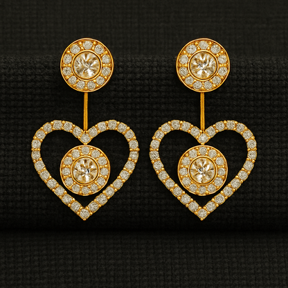 Blinglix Premium 2-in-1 Earrings Combo | Oxidized Jhumkas & Golden Hearts